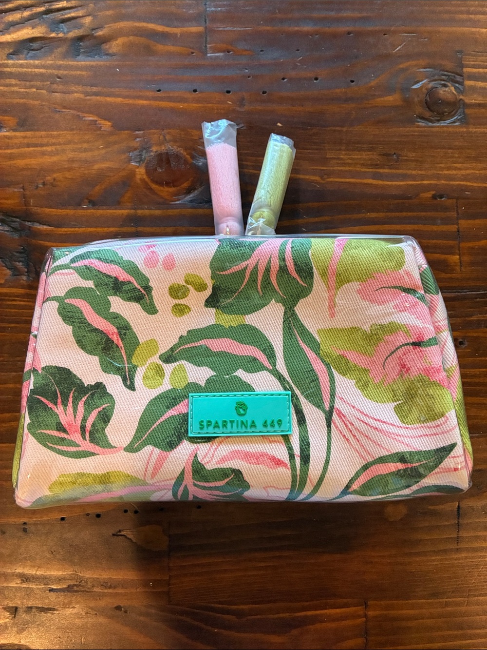 Spartina 449 Pink & Green Floral Cosmetic Bag